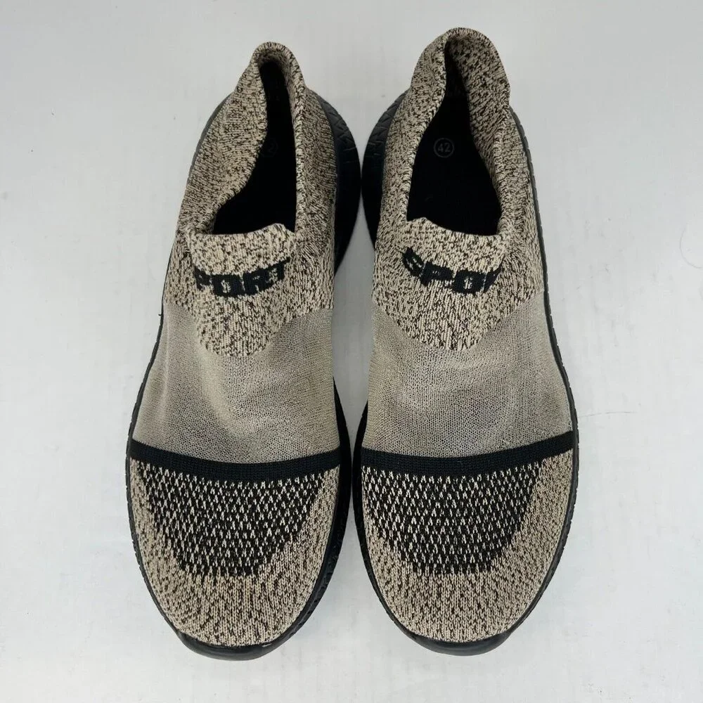 Sports Mens Brown Breathable Knit Low Top Casual Slip-On Size 42 Running Shoes